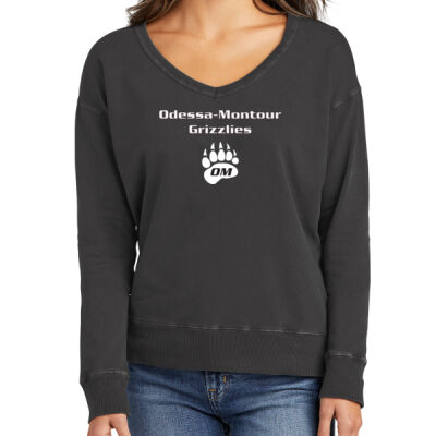 OMCS - Women's Beach Wash ® Garment Dyed V Neck Sweatshirt Thumbnail